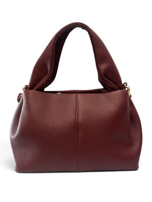 Faux Grained Leather Shoulder Bag - Wine