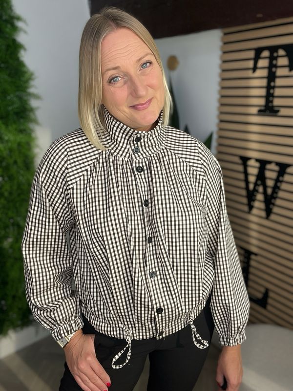 Checkered Button Jacket - Chocolate