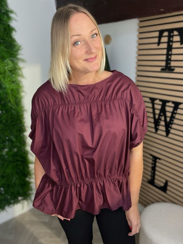 Panel Ruched Top - Claret