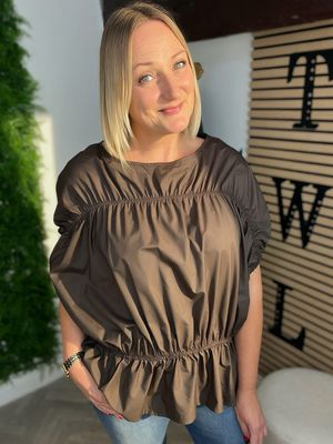 Panel Ruched Top - Chocolate