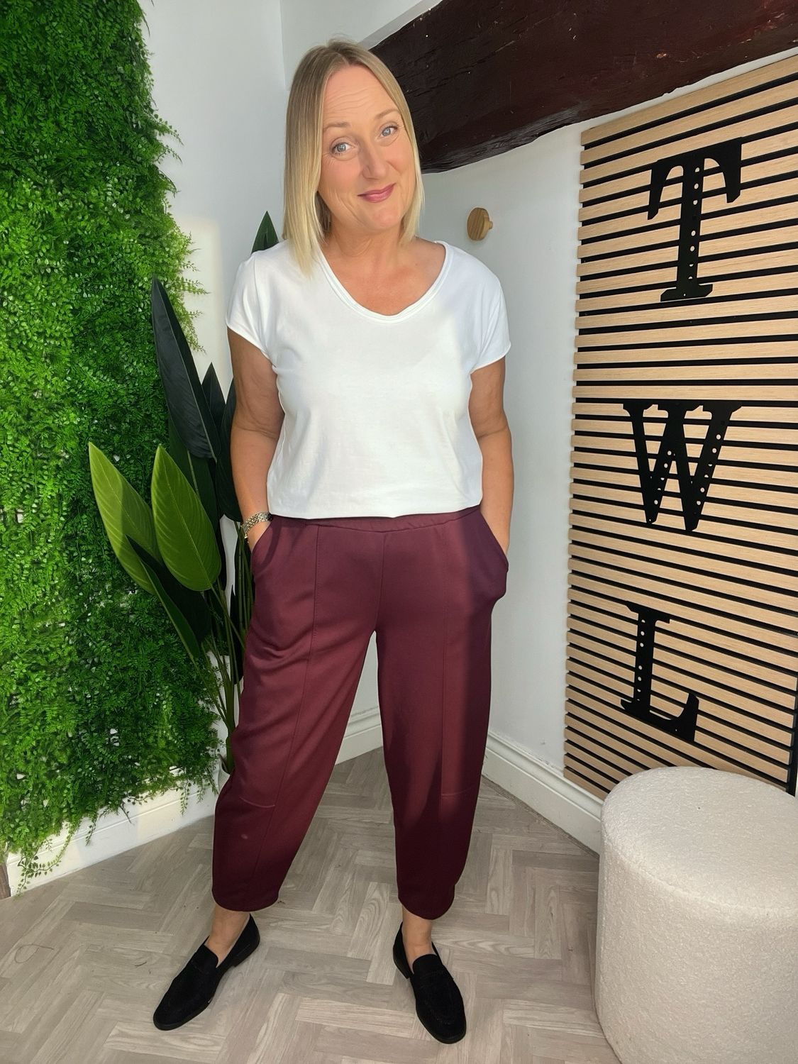 Scuba Barrel Leg Trousers - Claret Scuba Barrel Leg Trousers - Claret