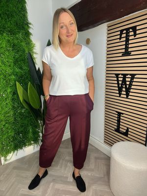Scuba Barrel Leg Trousers - Claret