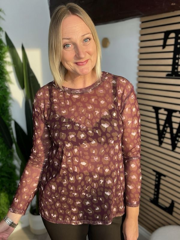 Mesh Top / Base-layer - Animal Claret