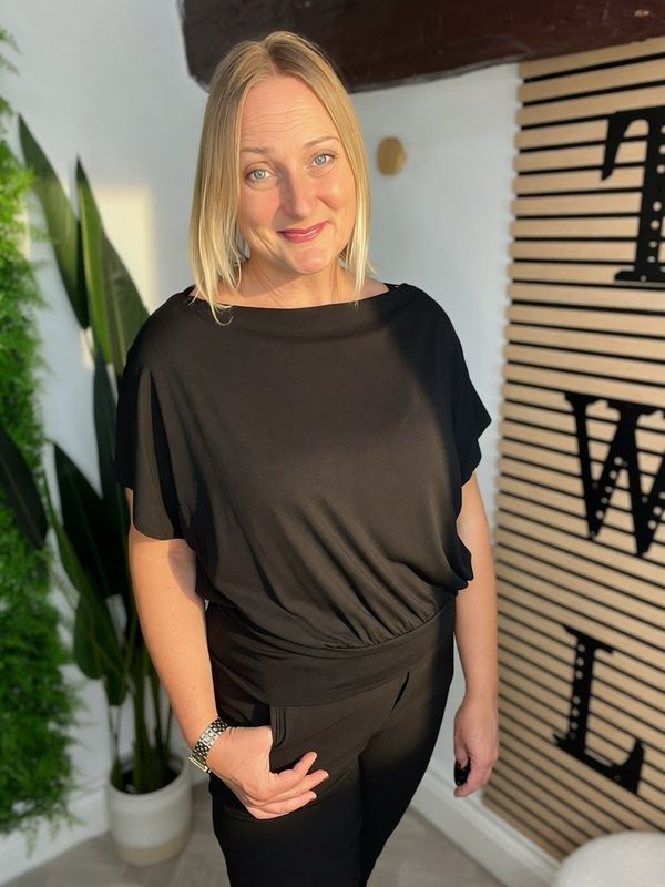 Slash Neck Top - Black