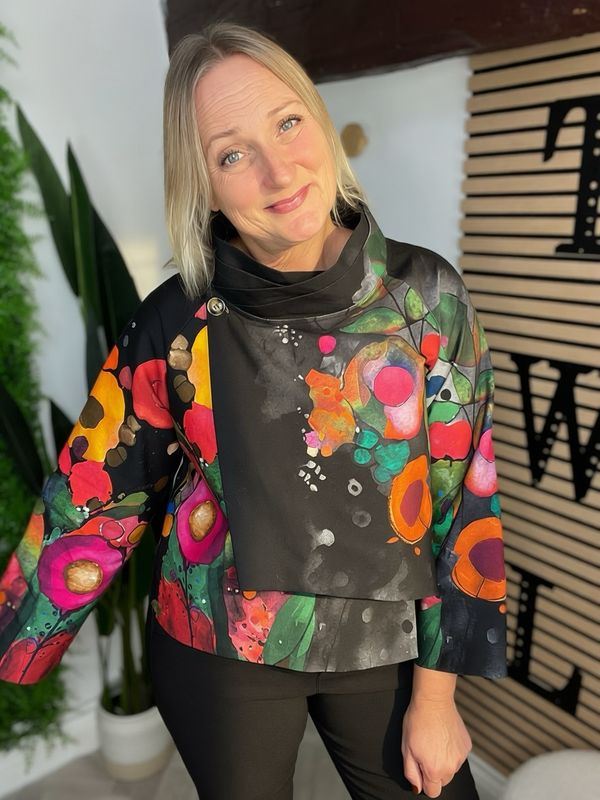 Artisan Style Jacket / Top - Black & Multi