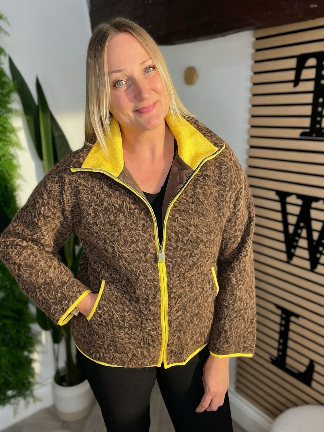 Wool Style Zip Jacket - Chocolate Wool Style Zip Jacket - Chocolate