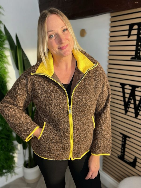 Wool Style Zip Jacket - Chocolate