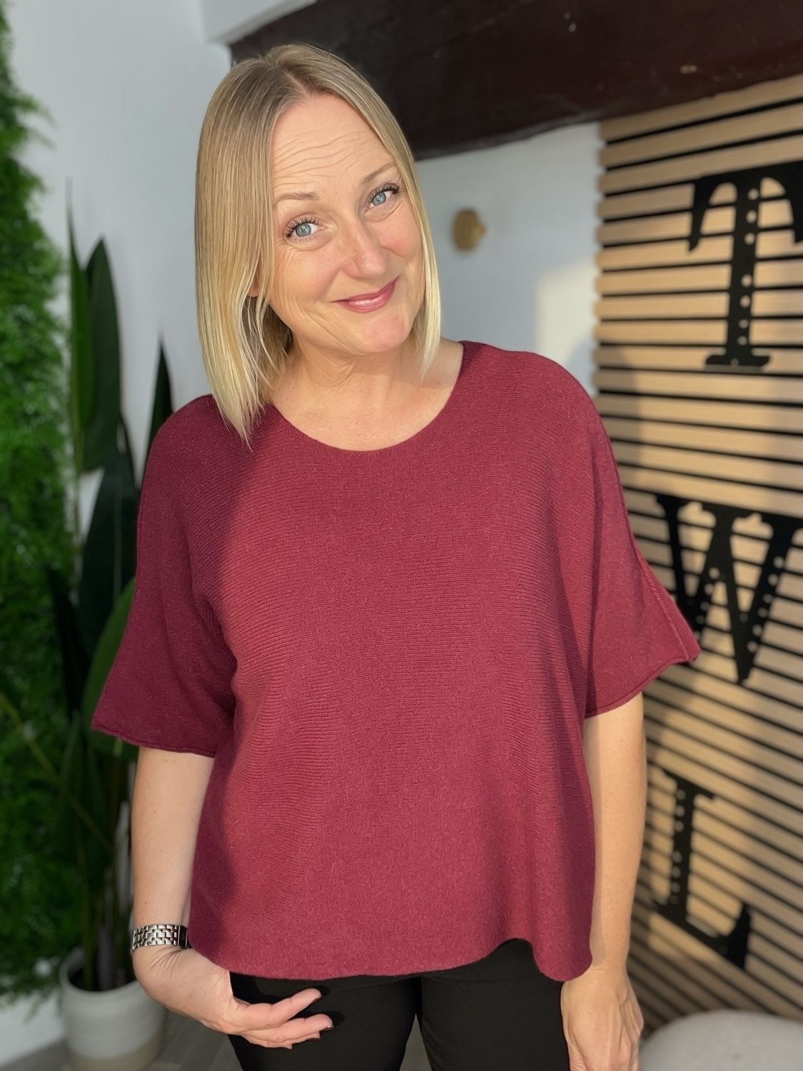 The Box Fit Knit Jumper - Merlot The Box Fit Knit Jumper - Merlot