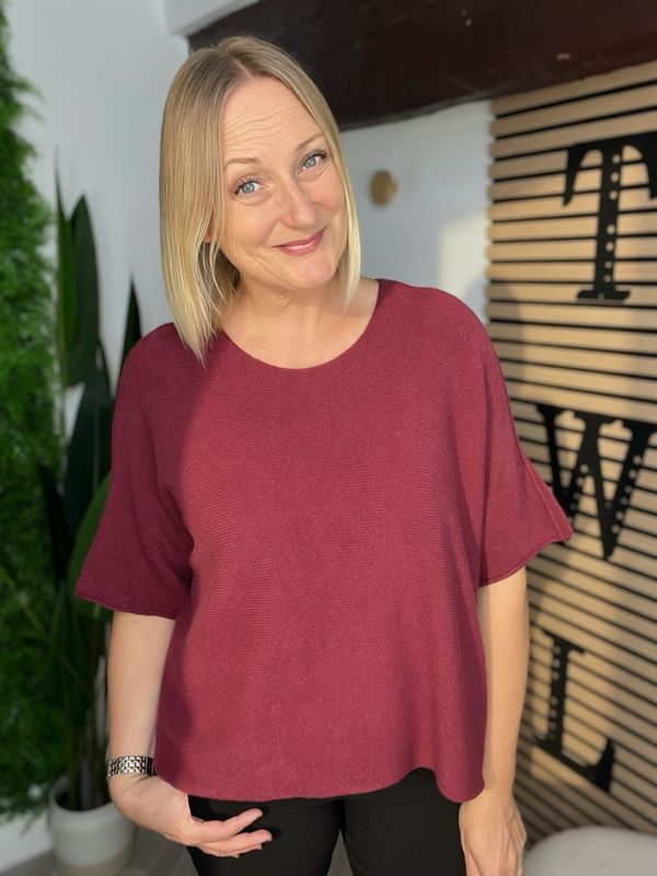 The Box Fit Knit Jumper - Merlot