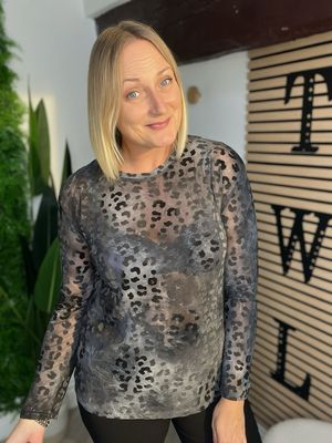 Mesh Top / Base-layer - Raised Animal Dark Grey