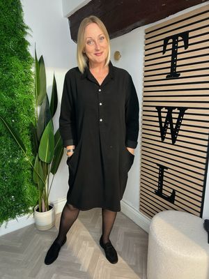 Needle Corduroy Tunic Dress - Black