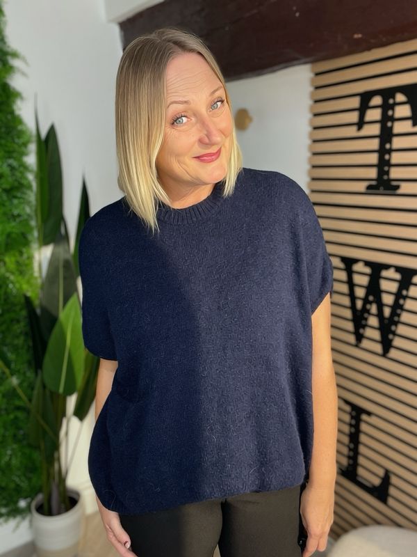 Poncho Style Jumper - Navy