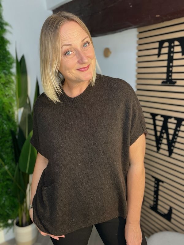 Poncho Style Jumper - Brown