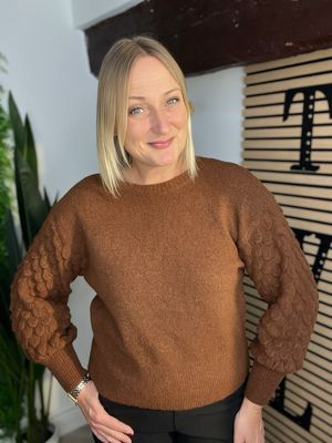 Dragon Scale Detailed Sleeve Jumper - Caramel Brown Dragon Scale Detailed Sleeve Jumper - Caramel Brown
