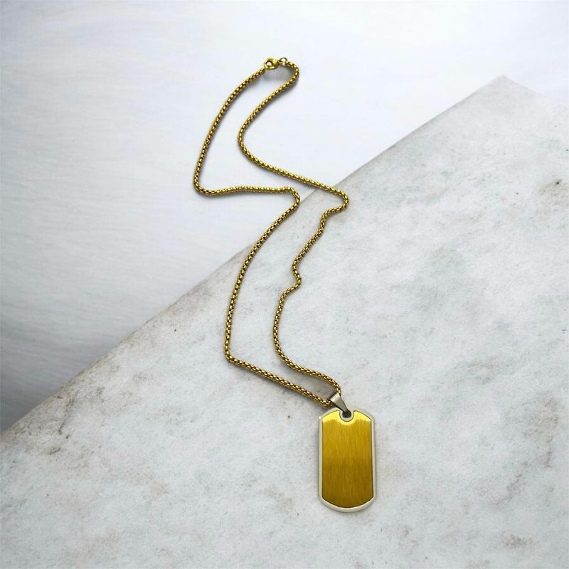 Tag Mixed Metal Necklace - Silver & Gold