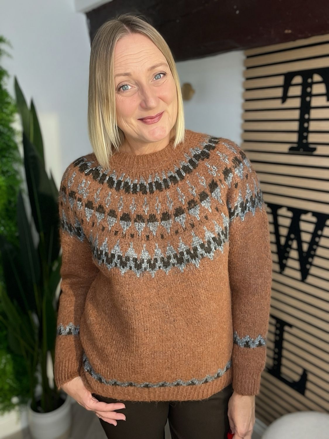 Fair Aisle Jumper - Caramel, Grey & Brown Fair Aisle Jumper - Caramel, Grey & Brown