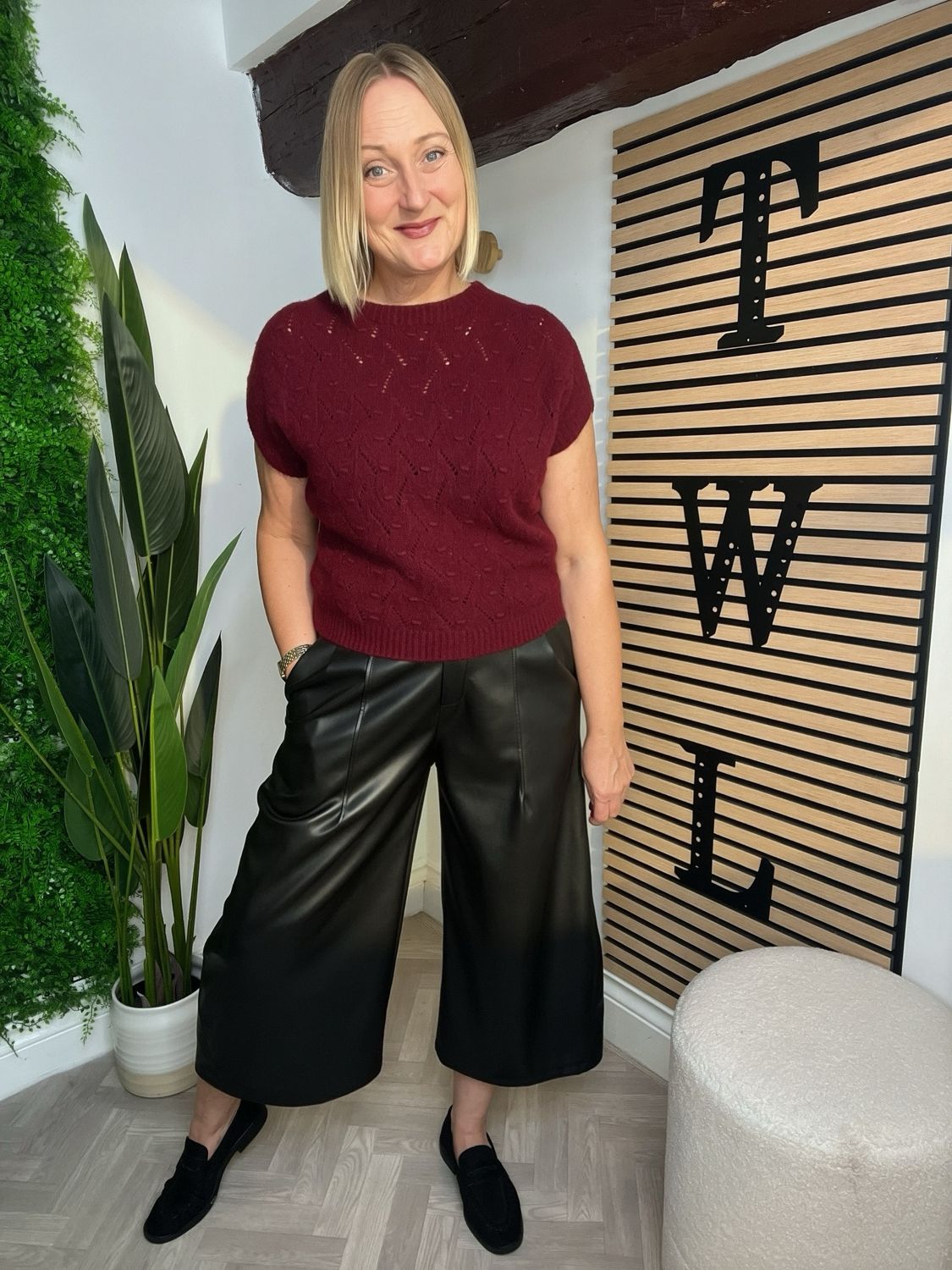 Wide Leg Faux Leather Trousers - Black Wide Leg Faux Leather Trousers - Black