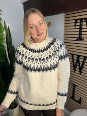 Fair Aisle Jumper - Cream, Grey & Brown Fair Aisle Jumper - Cream, Grey & Brown