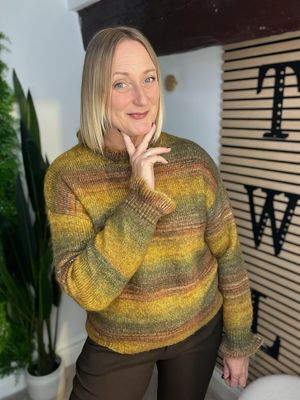 Tonal Gradiant Striped Jumper - Soft Green