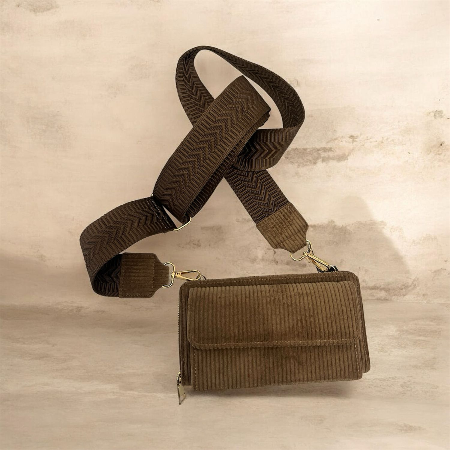 Corduroy Clutch/Shoulder Bag - Cappuccino Corduroy Clutch/Shoulder Bag - Cappuccino