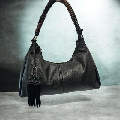 Faux Leather Handbag - Black