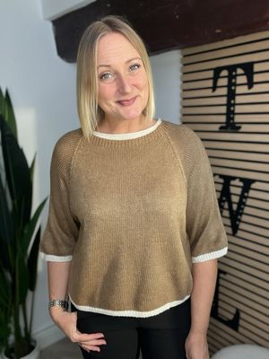 Boxy Fit Jumper - Camel & Ecru Boxy Fit Jumper - Camel & Ecru