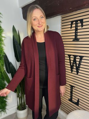 Edge To Edge Long Cardigan - Merlot