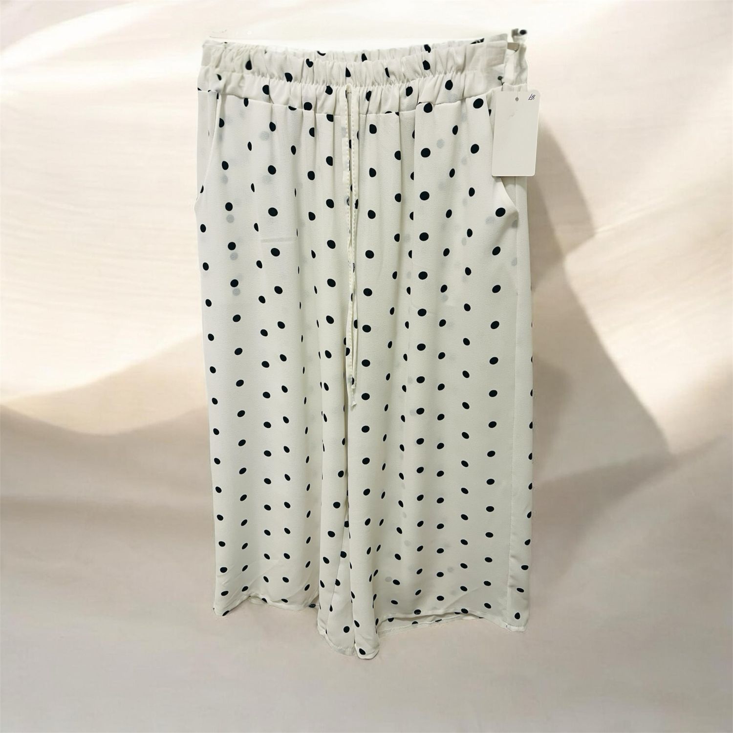 Polka Dot Cropped Trousers - White & Black ( SALE NONE RETURNABLE )