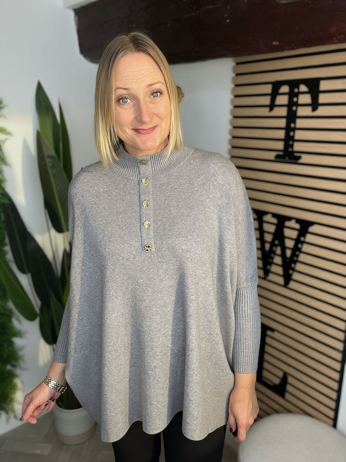 Poncho Style Jumper - Grey Poncho Style Jumper - Grey