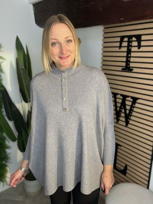 Poncho Style Jumper - Grey Poncho Style Jumper - Grey