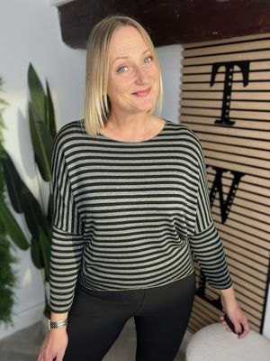 Soft Knit Lighter Top - Khaki & Black