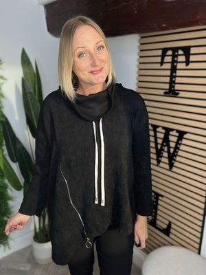 Soft Corduroy Asymmetrical Top - Black Soft Corduroy Asymmetrical Top - Black