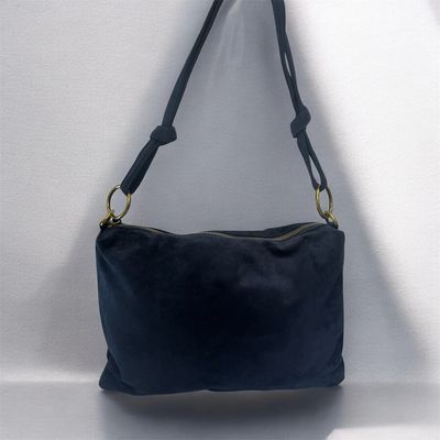 Large Envelope Suedette Bag - Navy
