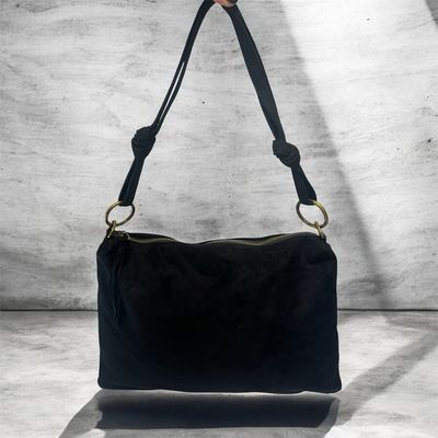 Large Envelope Suedette Bag - Black