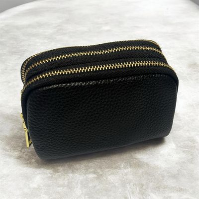 Real Leather Zip Purse - Black Real Leather Zip Purse - Black