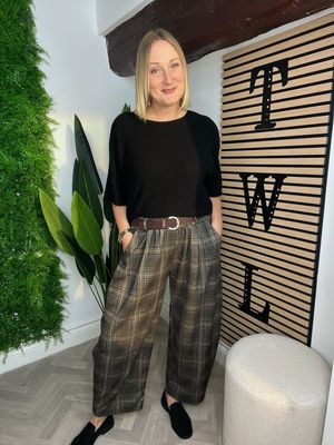 Checkered Barrel Soft Trousers - Khaki