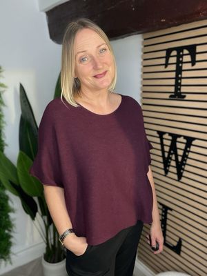 The Box Fit Knit Jumper - Dark Grape
