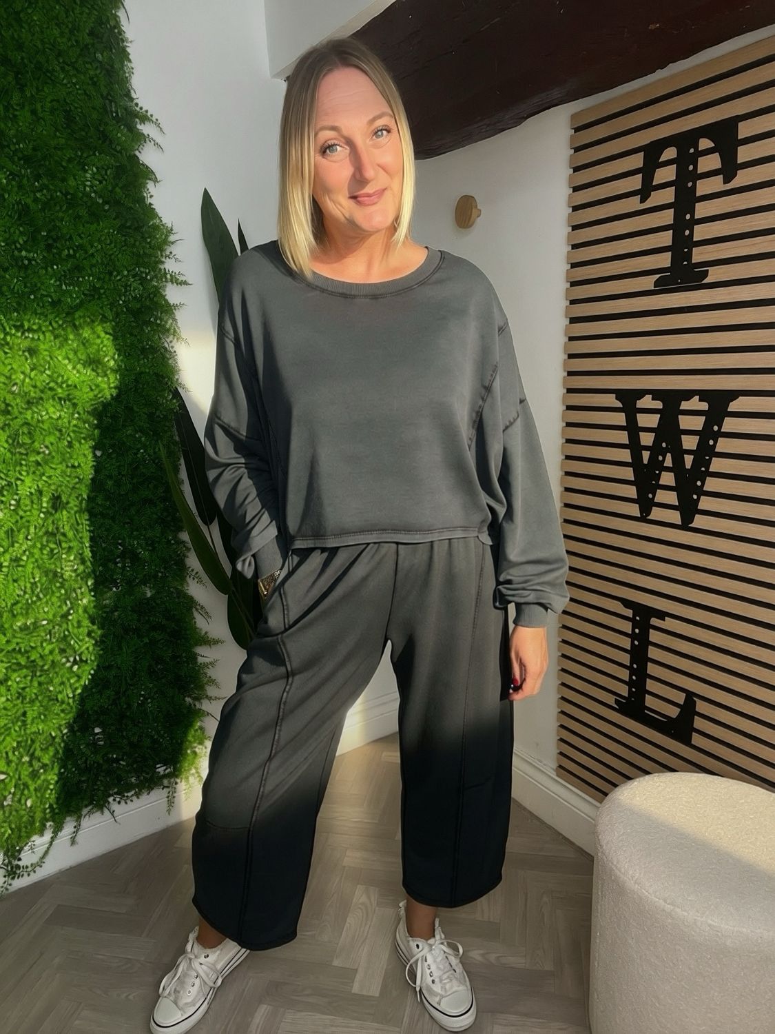 Soft Jersey Chic Casual Set - Vintage Black ( NONE RETURNABLE ) Soft Jersey Chic Casual Set - Vintage Black ( NONE RETURNABLE )