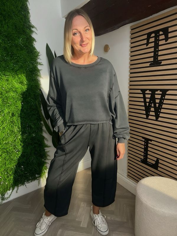 Soft Jersey Chic Casual Set - Vintage Black ( NONE RETURNABLE )