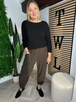 Pin Corduroy Carrot Leg Trousers - Brown Pin Corduroy Carrot Leg Trousers - Brown