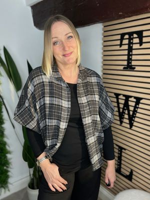 Checkered Soft Wool Feel Shirt - Black Mix Checkered Soft Wool Feel Shirt - Black Mix