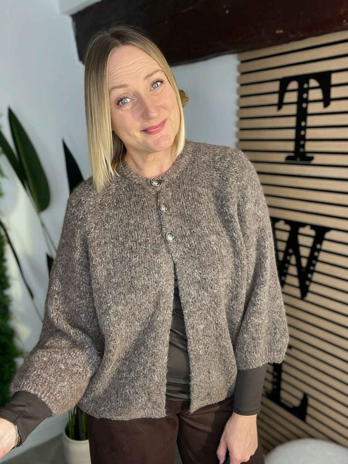 Open Hem Knitted Cardigan - Mocha