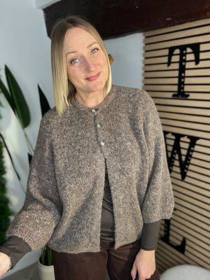 Open Hem Knitted Cardigan - Mocha