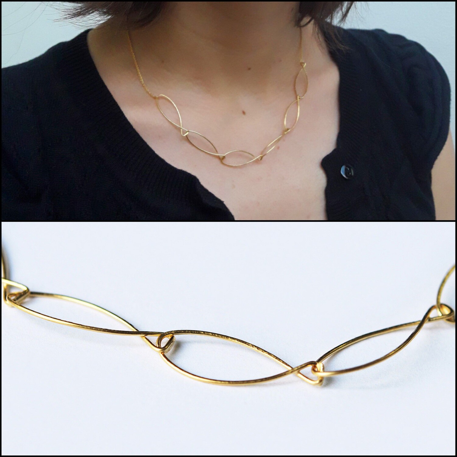 COLLIER POISSONS en argent plaqué or