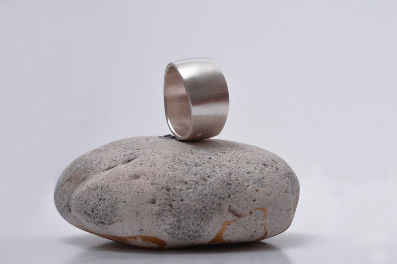 Anneau Large ZigZag en argent largeur 10 mm