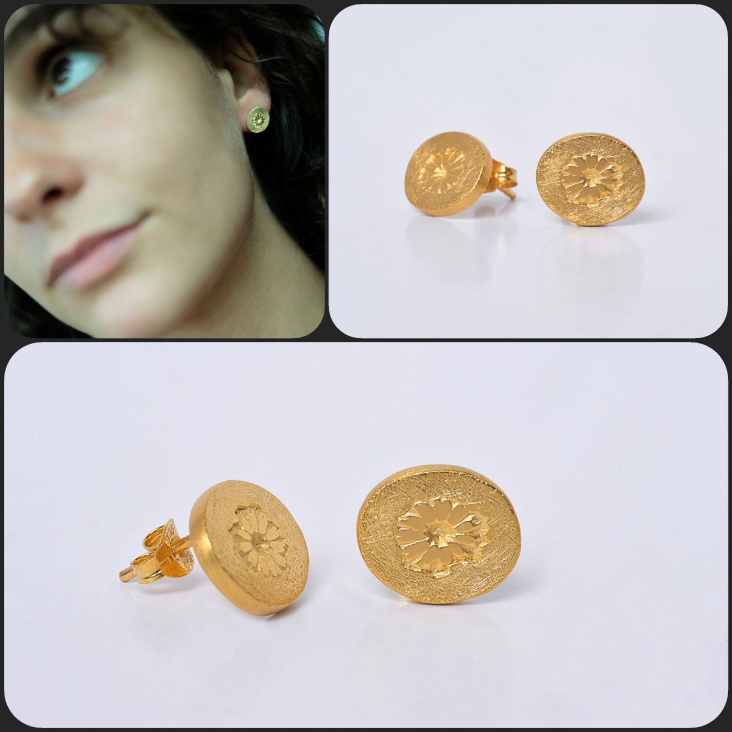 Boucles d&#39;oreilles FLEUR Plaqué Or
