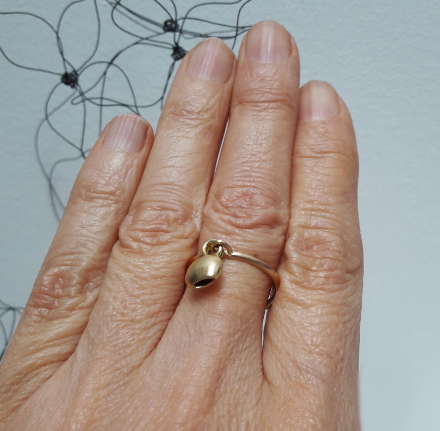 Bague pampille bouton en or rose