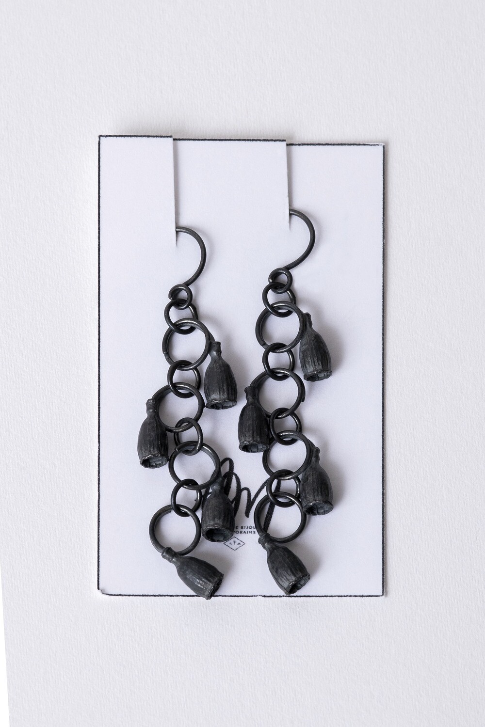 Boucles d&#39;oreilles pendantes PETITS PAVOTS Argent noirci