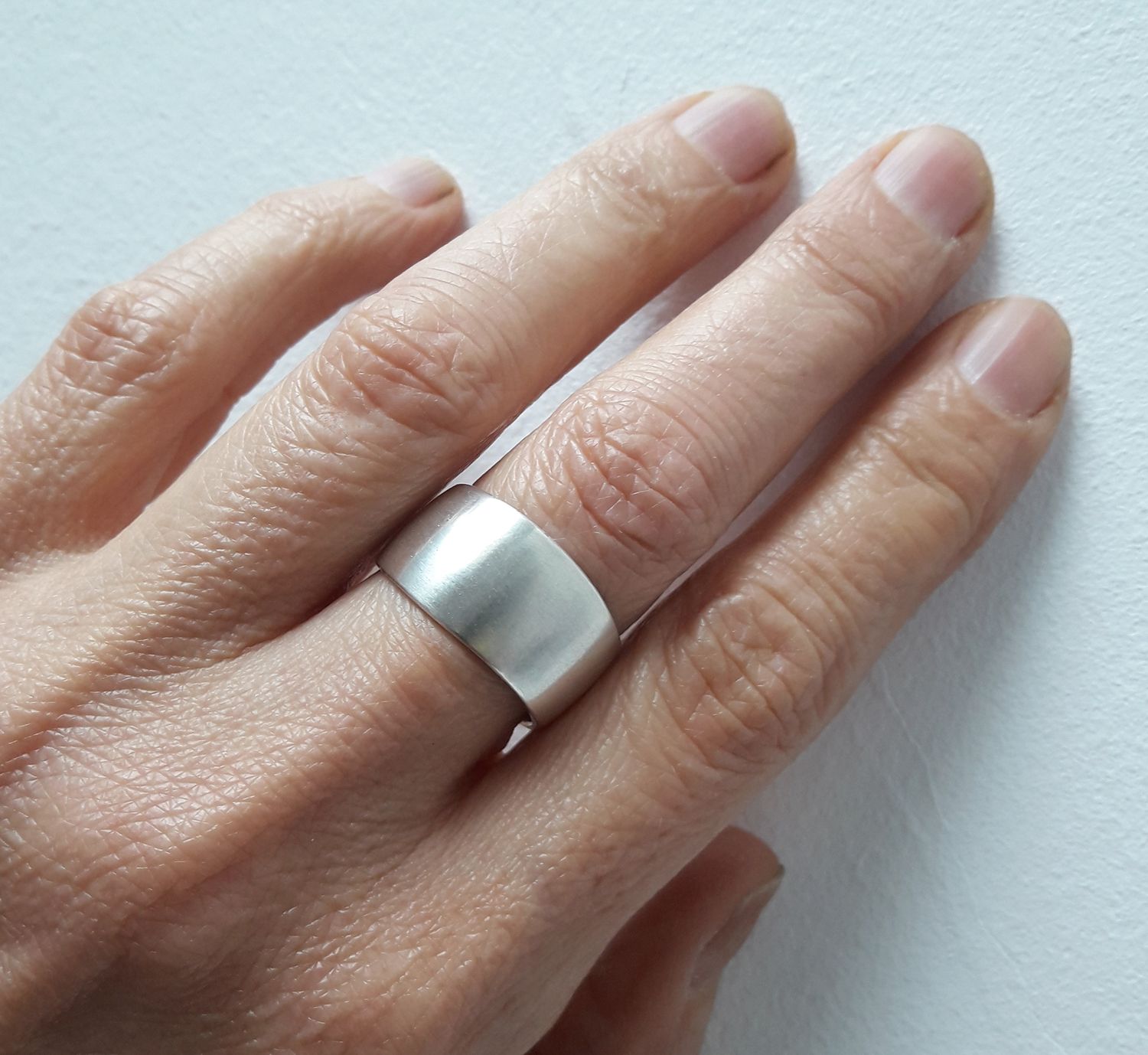Anneau Large ZigZag en argent largeur 10 mm