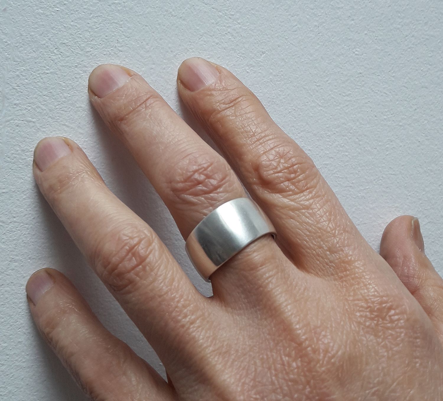 Anneau Large ZigZag en argent largeur 10 mm